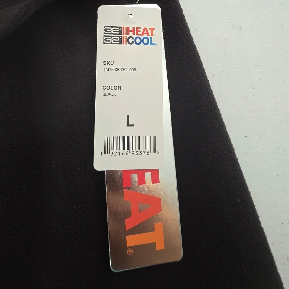 32 Degrees Heat Thermal Leggings Mens L Black New Fleece Lined Base Layer